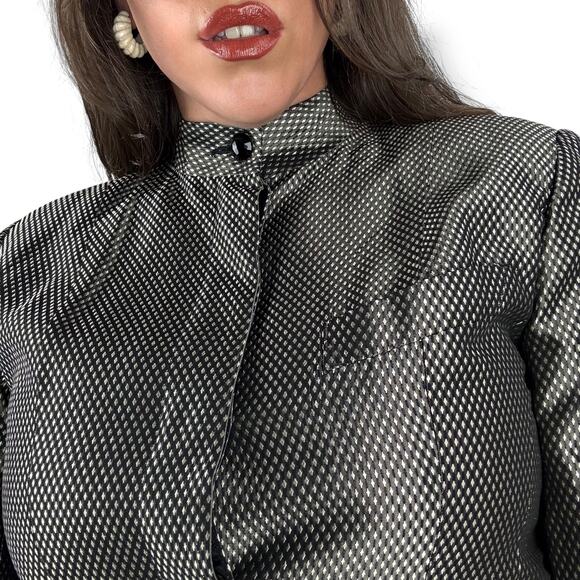 ❌Sold❌80's LIZ CLAIBORNE iridescent shimmering diamond pattern blazer jacket - Picture 2 of 16